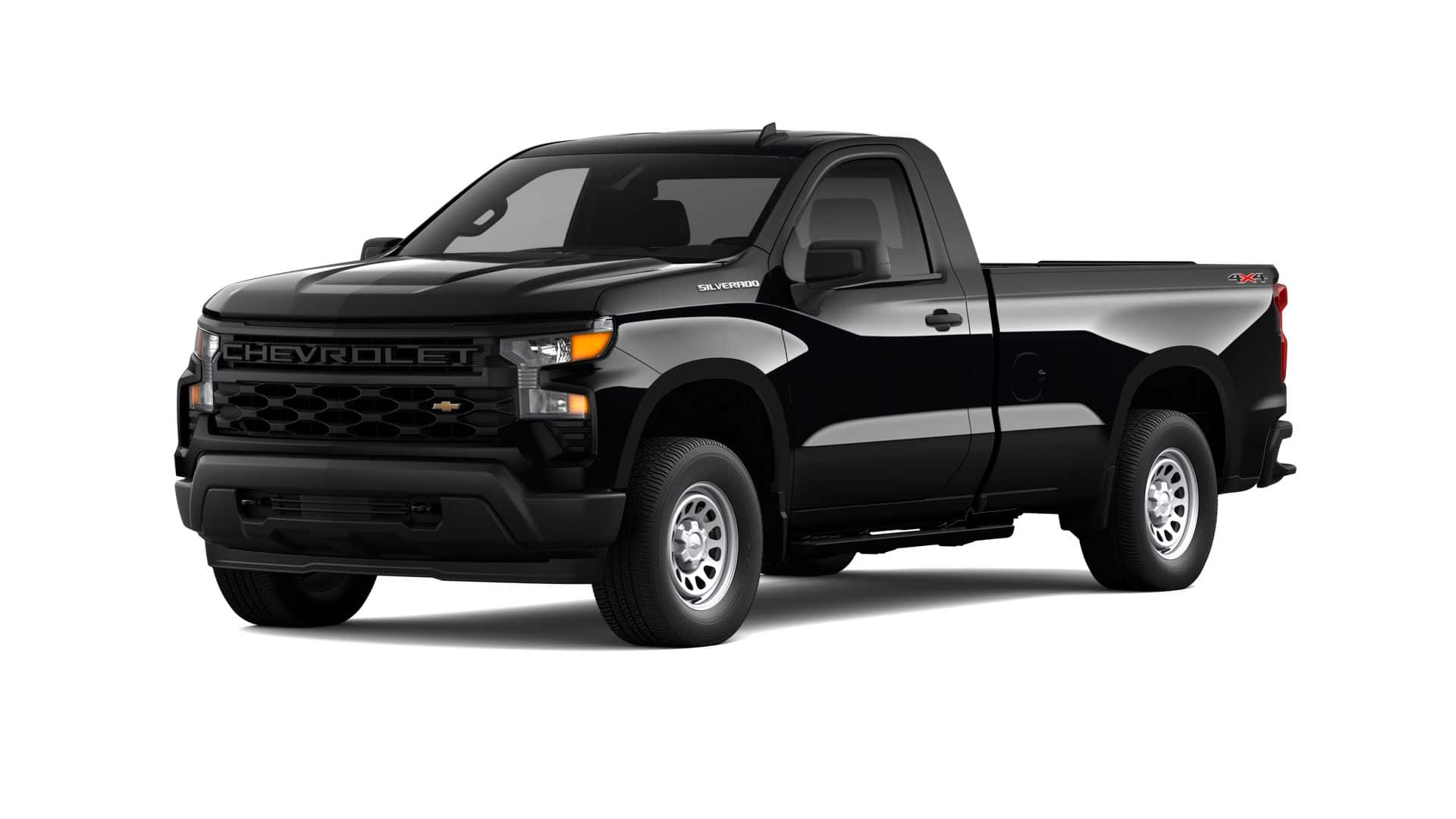 2026 Chevrolet Silverado 1500 WT in Black — front three-quarter view