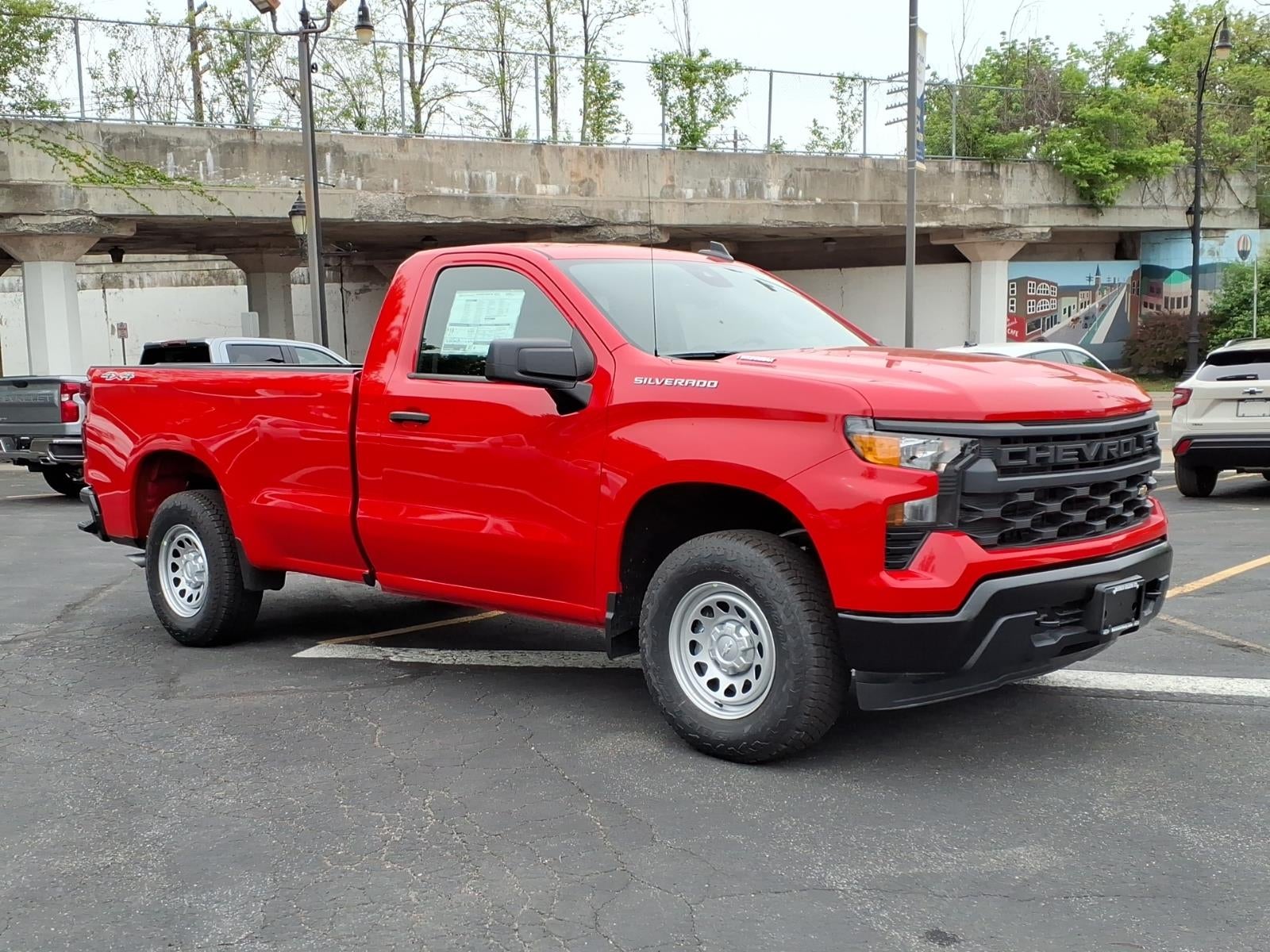 2026 Chevrolet Silverado 1500 WT in Red Hot — front three-quarter view